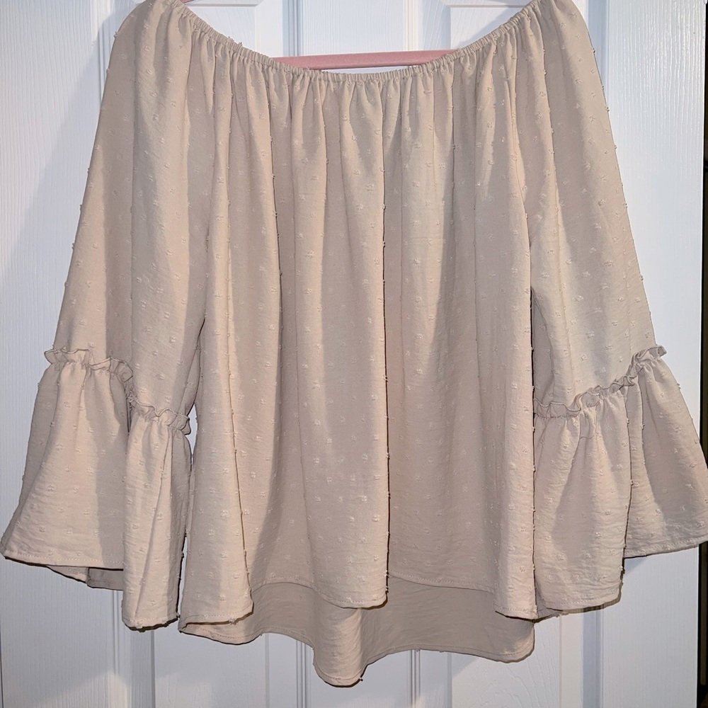 Boutique On/Off the Shoulder Nude Blouse
